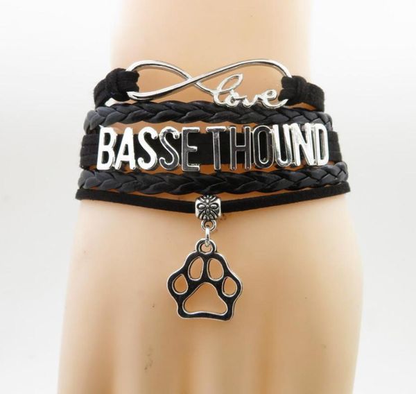 

infinity basset hound bracelet dog gift pet paw charm basset hound bracelets bangles for women and man2636697, Golden;silver