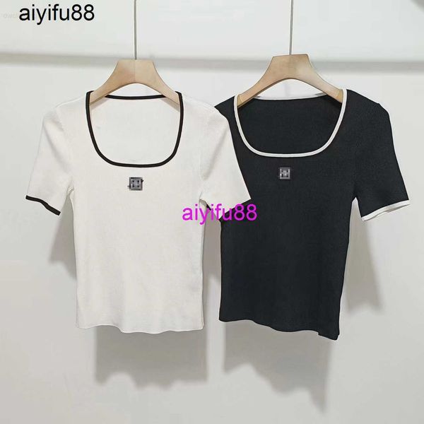 

2023 summer new fashion versatile slim fit short sleeve knit 30438197, White