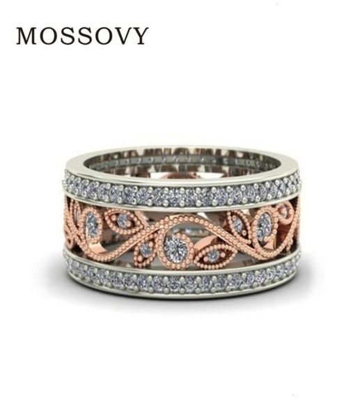 

zircon rose gold flower engagement ring for female fashion jewelry rhinestone wedding rings for women bague femme anil5195009, Silver