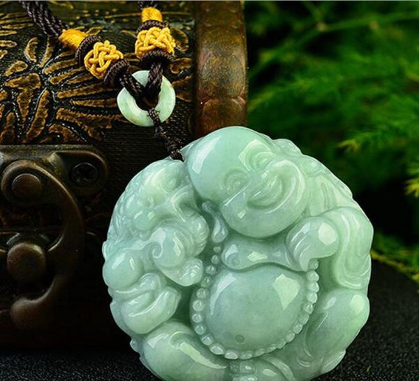 

factory direct natural a goods jade round maitreya buddha pendant smile mouth big belly buddha hanging pendant whole8773083, Silver