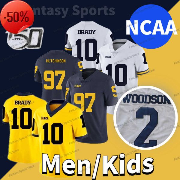

michigan wolverines aidan hutchinson football jersey ncaa college tom brady woodson patterson cade mcnamara blake corum mccarthy edwards sch, Black;red