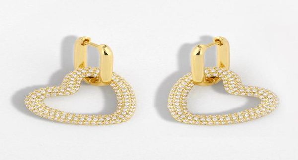 

gold heart drop earrings for women geometric zirconia huggie earrings dangle micro pave statement jewelry whole ersu116693038, Silver