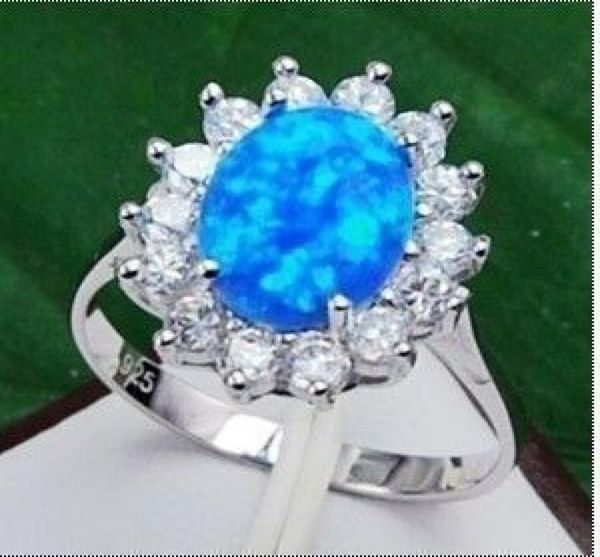 

rare blue fire opal silver ring size 790123456789107830755, Golden;silver