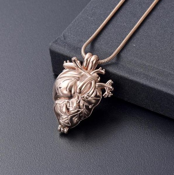 

ijd10000 stainless steel anatomical heart memorial locket necklace organ cremation jewelry inside tube urn for ashes9929039, Silver