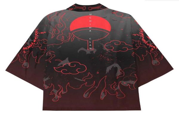 

anime kakashi konoha madara haori sasuke cosplay costumes kimono uchiha symbol jacket japanese coat cardigan pajamas bathrobe y0903931469, Black;red