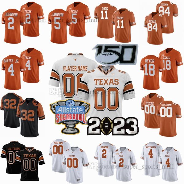 

youth custom 23 24 ncaa texas longhorns college football jersey ewers young robinson manning sorrell overshown brooks johnson cain coburn co, Black