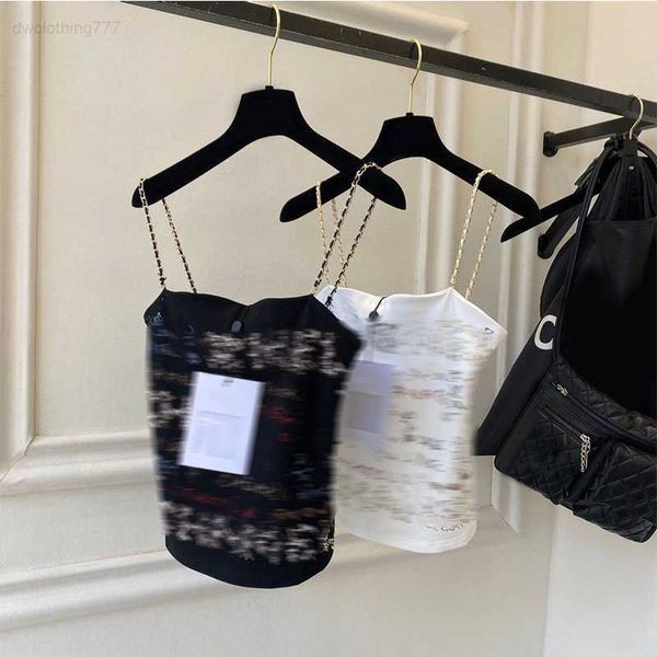 

designer runway summer 2022 women's t-shirt fashion chain tanks ladies elegant letter women sleeveless casual tank, White