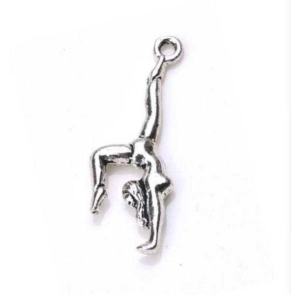 

100pcslot vintage tibetan silver gymnastics charms pendants 30x11mm charms for jewelry making diy bracelet necklace3338855, Bronze;silver