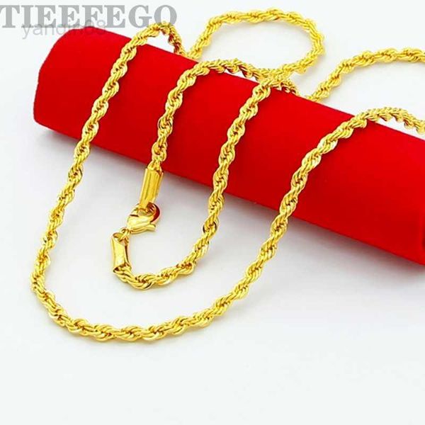 

pendant necklaces tieefego hip hop 24k gold necklace 3mm twisted rope twist electroplating gold necklace for men women wedding jewelry gifts, Silver
