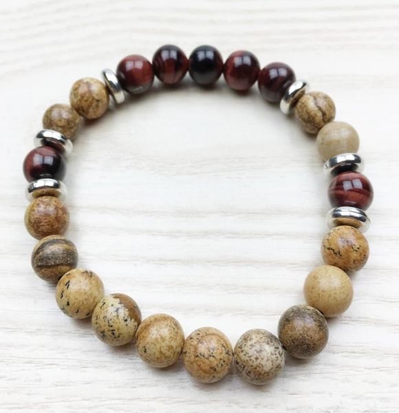 

sn1032 mens bracelet healing meditation bracelet mala beads red tiger eye picture jasper bracelet whole8756224, Black