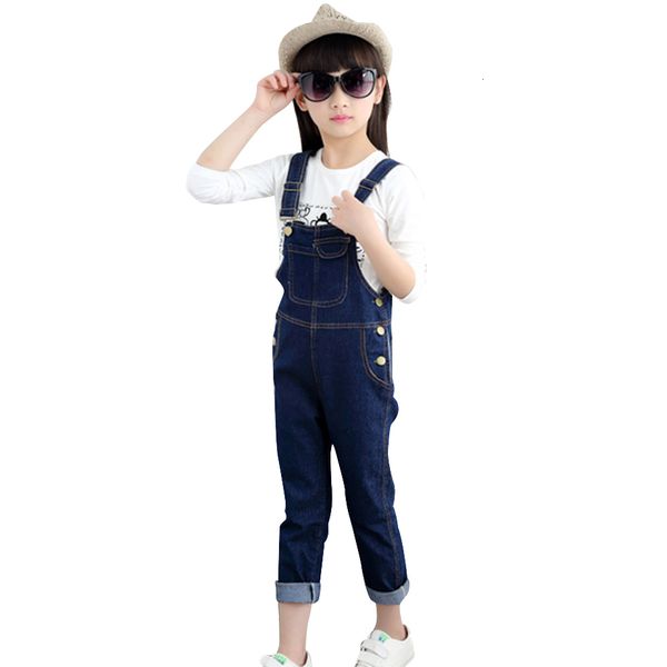 

rompers girls denim overalls autumn winter children clothing casual kids suspender trousers solid jumpsuit teenage jeans 230711, Blue