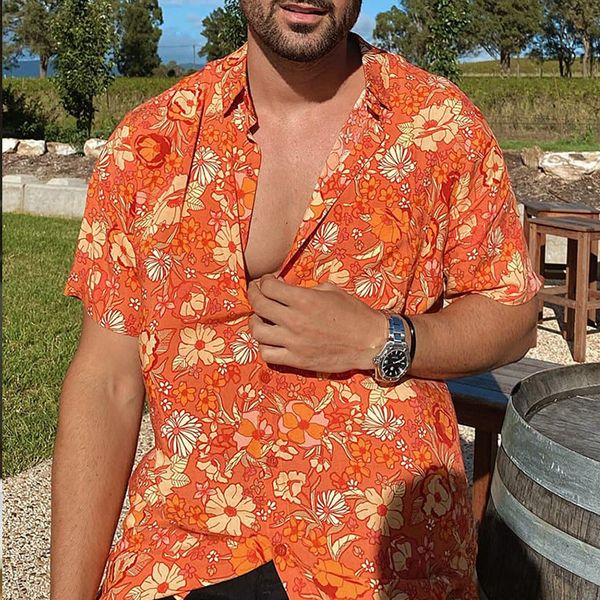 

men s casual shirts trendy printed short sleeve button down shirt fashionable breathable summer unique design 230711, White;black