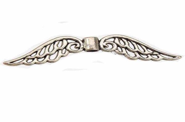 

jewelry findings angel wings large beads spacers alloy necklaces crafts gifts making diy vintage silver flat hollow metal 53x11mm 6194542, Black