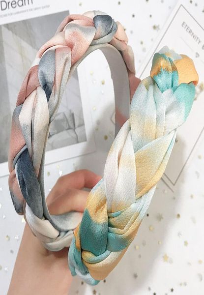 

tie dye hair accessories for women tiedye knotted braids elegant ladies hairband wide headband vintage boho hair band4104655, Silver