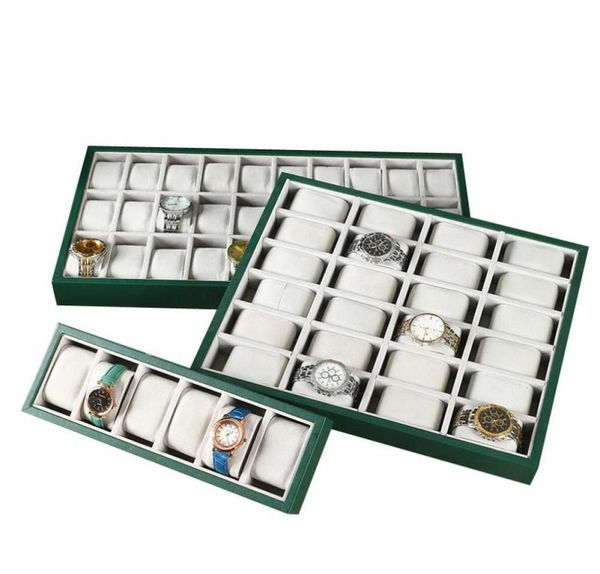 

new green pu leather watch display tray 6122430 grid watch display storage props watch booth display shelf6060234, Black