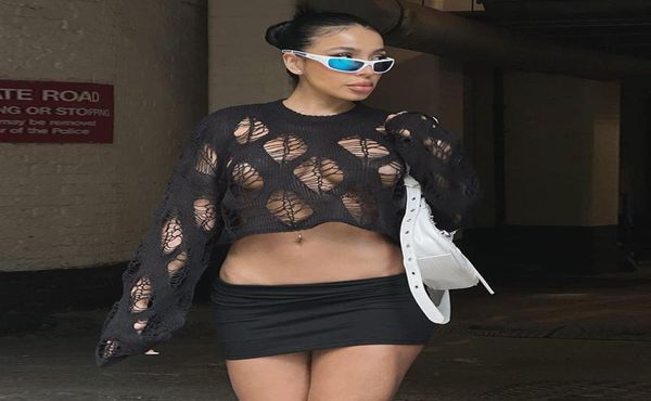 

women039s blouses shirts women039s spring and summer selling street personality hole hollow longsleeved solid color 1458476, White