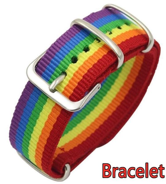 

rainbow lesbians gays bisexuals transgender cuff bracelets for women girls pride canvas woven multicolor wrist band men couple fri6362675, White