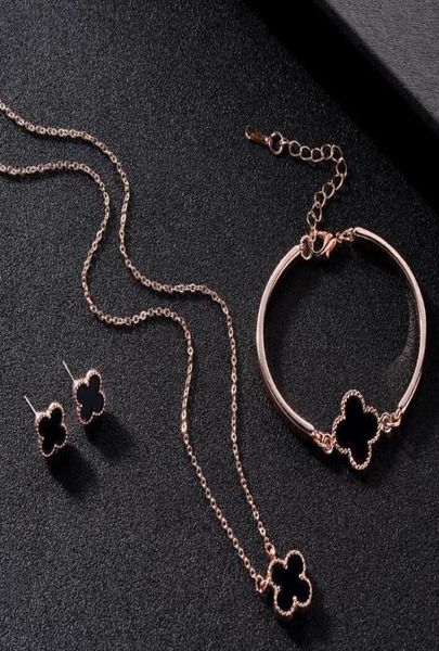 

2019 new open bracelet with watch fourleaf clasp earrings necklace ring bracelet fourpiece whole1231231774083, Silver