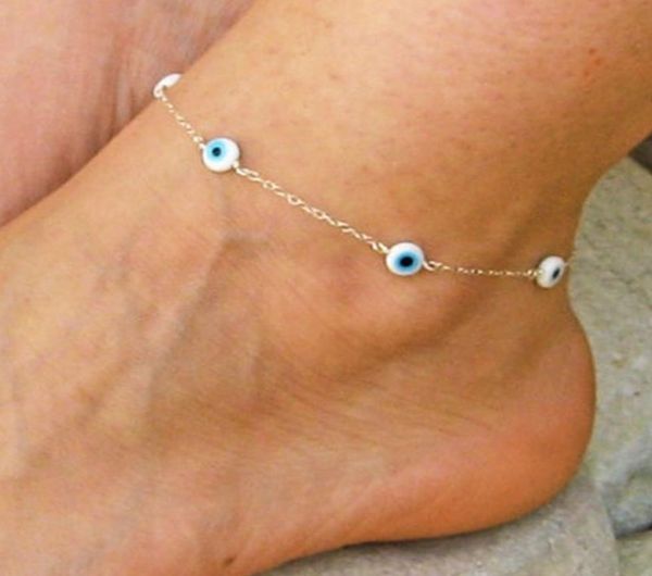

bohemian layered beads bracelet anklet for women leg chain blue evil eye pendant summer beach foot jewelry7016103, Red;blue