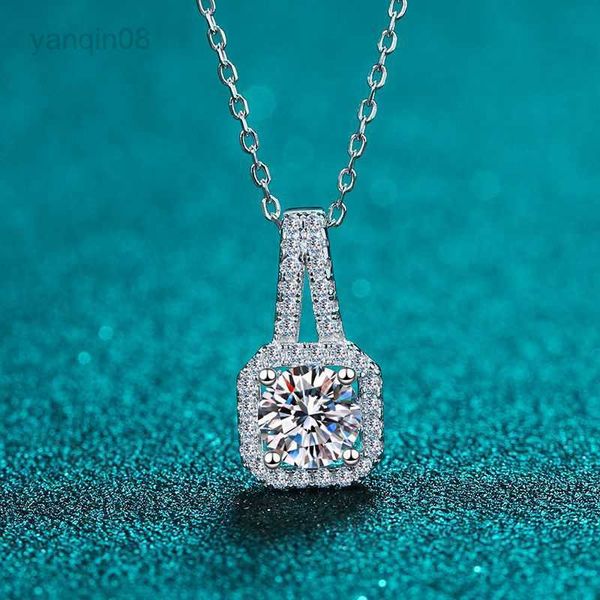 

pendant necklaces queenme 1ct moissanite necklace for women % 925 sterling silver chain moissanite pendant diamond luxury jewelry wedding gi