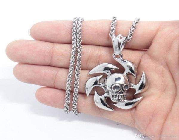 

2018 new products necklace menbiker motorcycle style steel stainless steel skull pendants necklaces charm jewelry party gift8244110, Silver