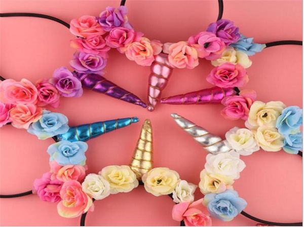 

50pcs unicorn horn hairband kids unicorn headband for party diy hair accessories flower hair clasp cosplay crown baby headband cat6020152, Slivery;white