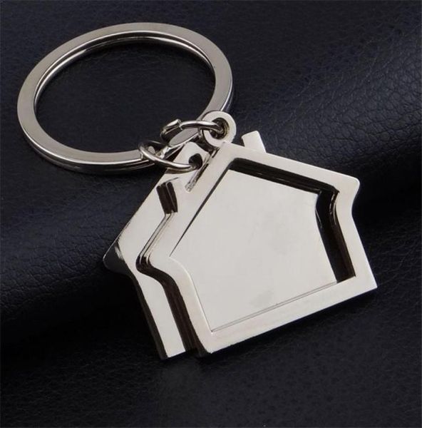 

10 pieceslot zinc alloy house shaped keychains novelty keyrings gifts for promotion house key ring4752014, Slivery;golden