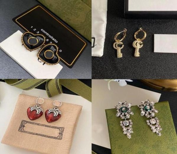 

20style18k gold plated designer ear stud earrings brand designers letters fashion women crystal earring wedding party jewerlry cla8004165, Golden;silver