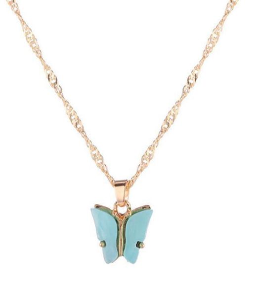 

japan and south korea sweet butterfly necklace acrylic color sweet beauty wild wild clavicle chain personality lady necklace3908581, Silver