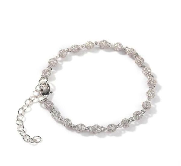 

mens hip hop bracelet jewelry womens iced out chain gold silver round bead bracelets with extension chains242s1443273, Black