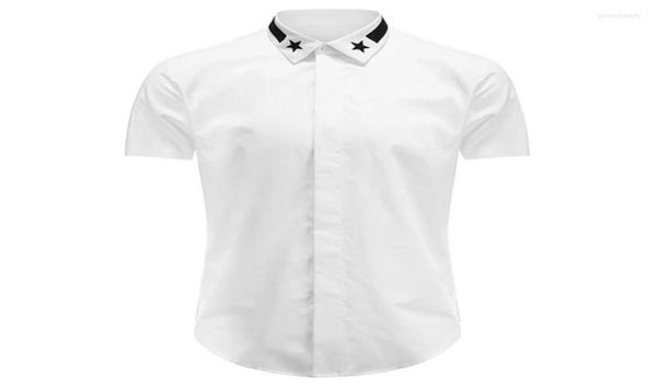 

men039s dress shirts star with the same collar embroidery fashion slim men39s shortsleeved shirt noniron black and white s1884948, White;black