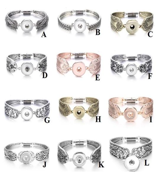 

12 styles noosa snap bracelet jewelry magnetic ginger snap buttons chunk charm bangle fit diy 18mm snaps bracelet9976561, Golden;silver