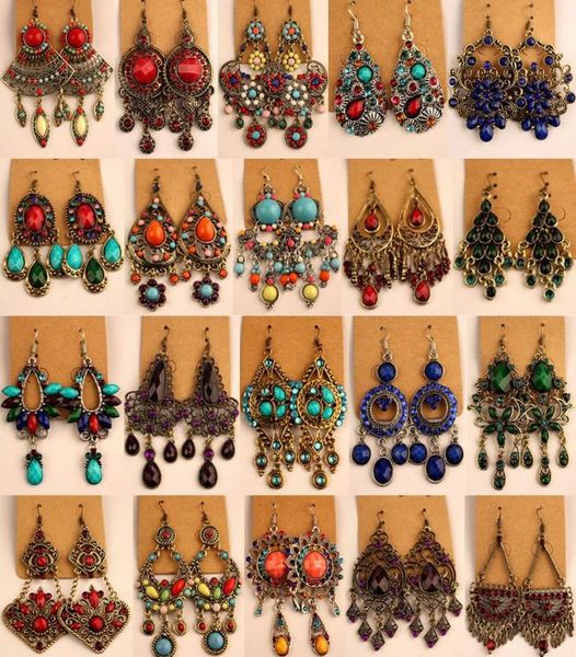 

ancient bronze alloy retro earrings whole diamond earrings mix folk style jewelry mixed batch6473425, Silver