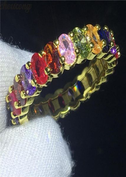 

fashion eternity ring full oval cut 5a cz gold filled 925 silver party wedding band rings for women men jewelry gift6997899, Slivery;golden