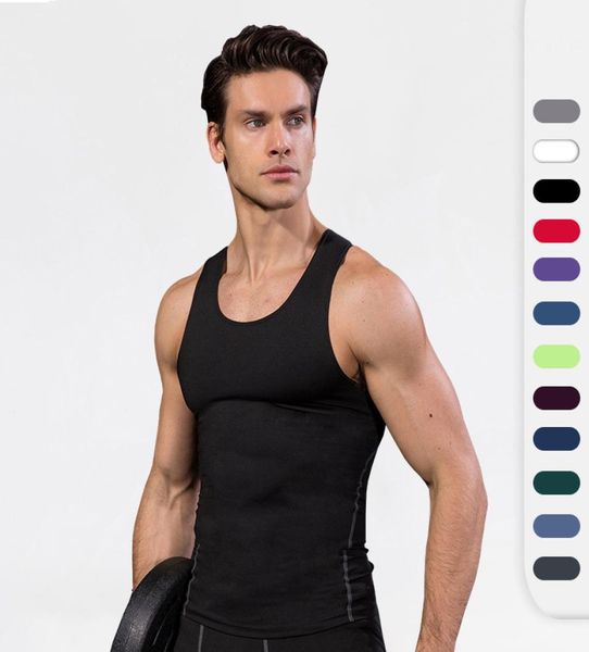 

men compression running vest workout training tight tank quick dry gym sleeveless fitness big elastic shirt custom 2203164698632, White;black