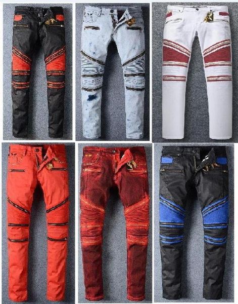 

2017 new robin mens jeans zipper classic gold metal wing robins mens designer jeans biker jeans wash studded cowboy slim denim pan5224498, Blue
