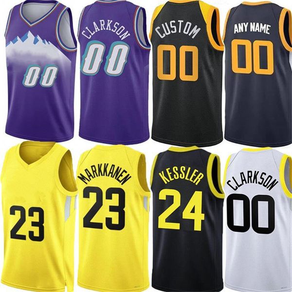 

lauri markkanen custom basketball jerseys clarkson walker kessler john collins kelly olynyk collin sexton ochai agbaji horton tucker city re, Black;red