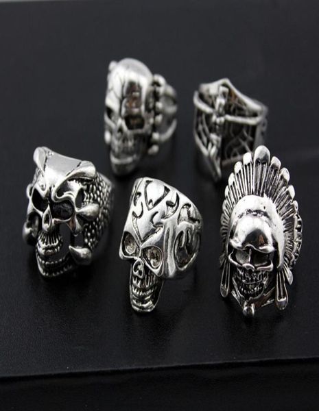 

whole mixed lots 36pcs skull men039s punk style metal alloy jewelry rings large sizes brand new4508648, Silver