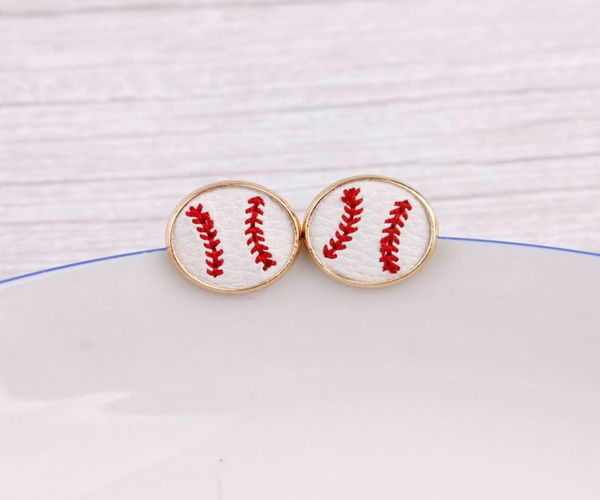 

16mm embroidery baseball stud earrings cheetah animal print hairy genuine leather studs for women gold softball earrings sports je4617272, Silver