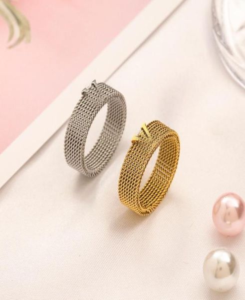 

designer branded letter band rings women 18k gold plated silver plated stainless steel love wedding jewelry supplies ring fine car5530676