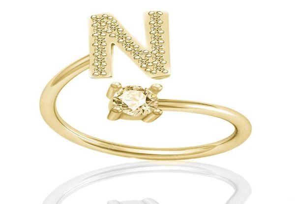 

new adjustable statement rings for women fashion wedding party 26 english inital letter ring open size engagement rhinestone ring9907719, Silver
