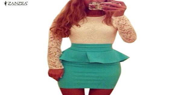 

whole women patchwork dresses lace bodycon pencil dress o neck long sleeve casual work plus size4523612, White;black