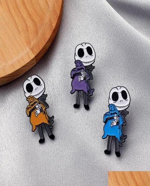 

pins brooches jack skellington enamel badges nightmare before christmas oogie boogie pumpkin king halloween movie jewelry lapel pi6034427, Gray