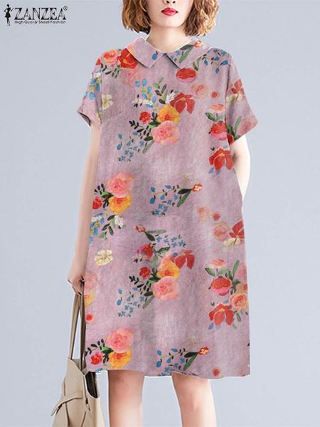 

urban dresses zanzea women bohemian printed short dress fashion peter pan collar mini sundress 2023 summer sleeve pocket sweety vestidos 230, White;black