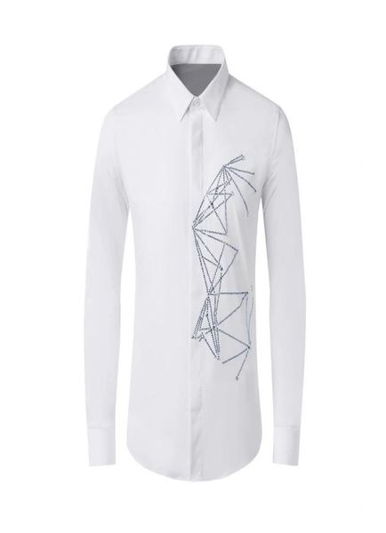 

new arrival cotton fashion spring pyramid crystal long sleeve men casual shirts summer plus size  l xl 2xl 3xl 4xl2465365, White;black