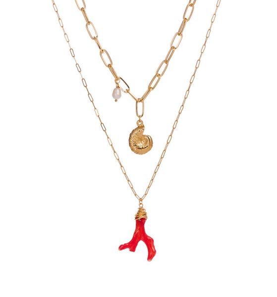 

designer necklace jewelry 17 styles multi layers necklaces women choker with shell pearl starfish pendant gold plated sea serials 8009846, Silver