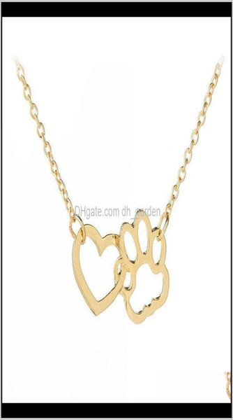 

pendant necklaces pendants jewelryfashion women 18k gold plated heart paw print personalized necklace love my pet jewelry wholes5195284, Silver