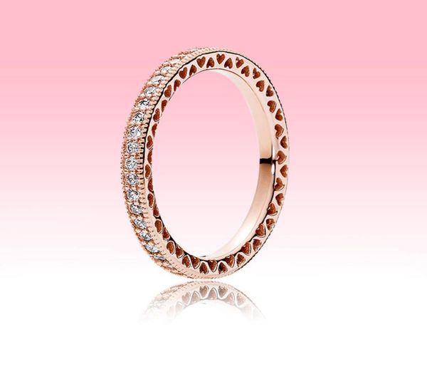 

full cz diamond women mens lovers ring 18k rose gold jewelry for 925 silver sparkle & hearts ring with original box set6897218, Slivery;golden