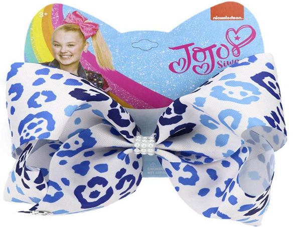 

new 2020 leopard jojo siwa girls hair clips 8inch jojo siwa bows girls barrettes designer girls hair accessories kids bb clip5994684, Slivery;white
