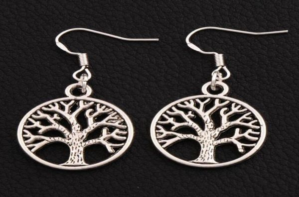 

tree of life earrings 925 silver fish ear hook 40pairslot antique silver chandelier e463 20x40mm28230355333292